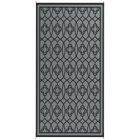 Reversible Outdoor Rug, Waterproof Plastic Straw with Carry Bag, 9' x 18', Black & Gray Lantern