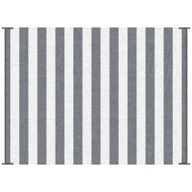 9' x 12' RV Outdoor Rugs / RV Outdoor Carpet with Carrying Bag, Gray & White Striped
