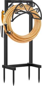 Garden Hose Holder Heavy Duty Water Hose Holder Holds 160 FT Hoses 4 Spikes Hose Reel with 2 Tool Hooks Freestanding Hose Hanger Sturdy Hose Stor