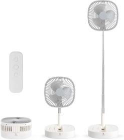 Portable Pedestal Fan - Foldaway Standing Fan Foldable Desk Fan, Use 7200Mah Rechargeable Battery (Color: gray)