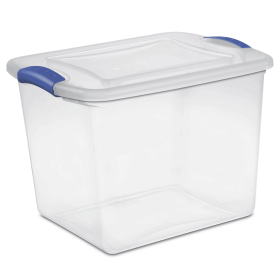 27 Quart Clear Plastic Storage Container with Latch Lid, Blue (Pick size: 2 Pack)